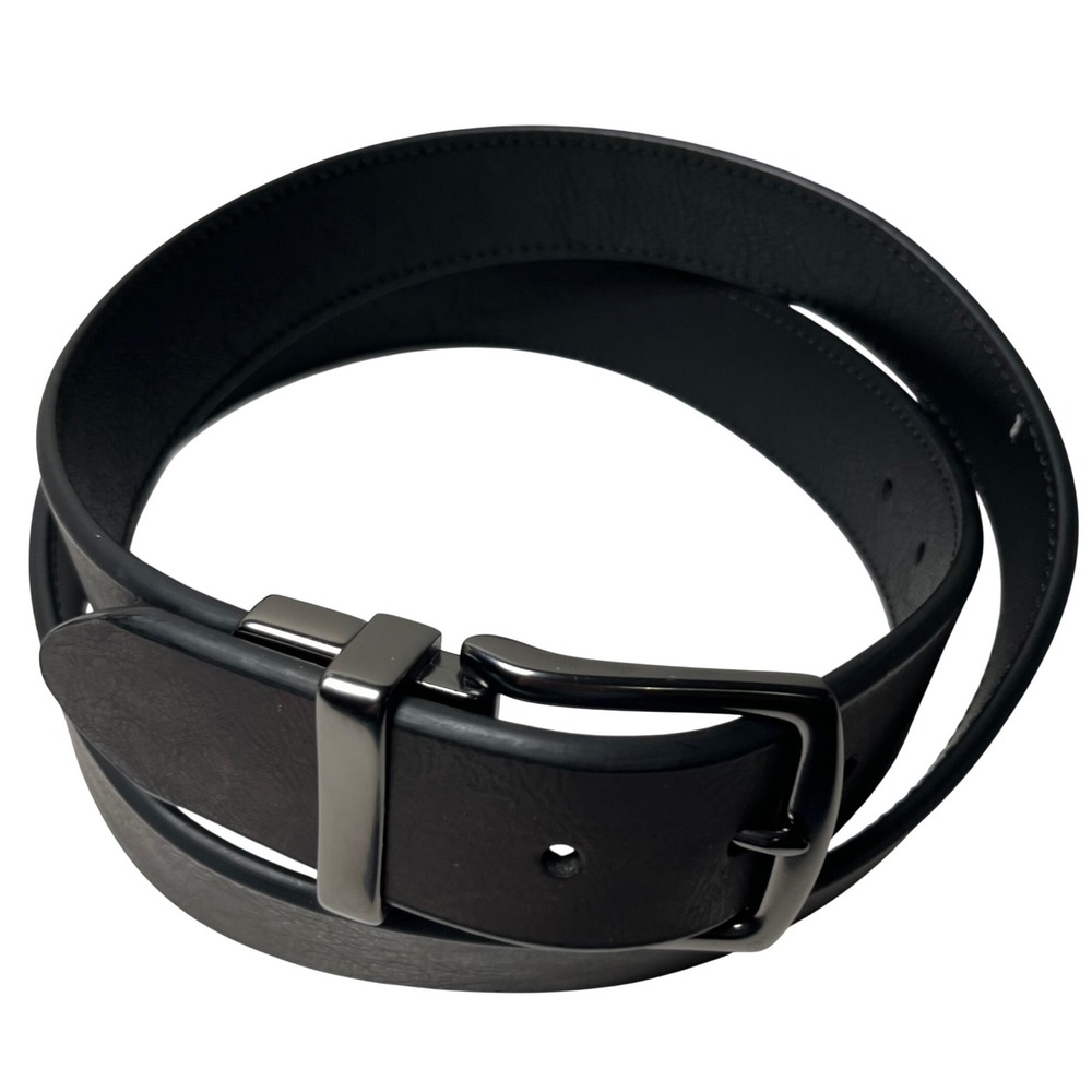 Columbia Leather Belt Mens Size 42 Reversible Black Brown Gunmetal Buckle Office